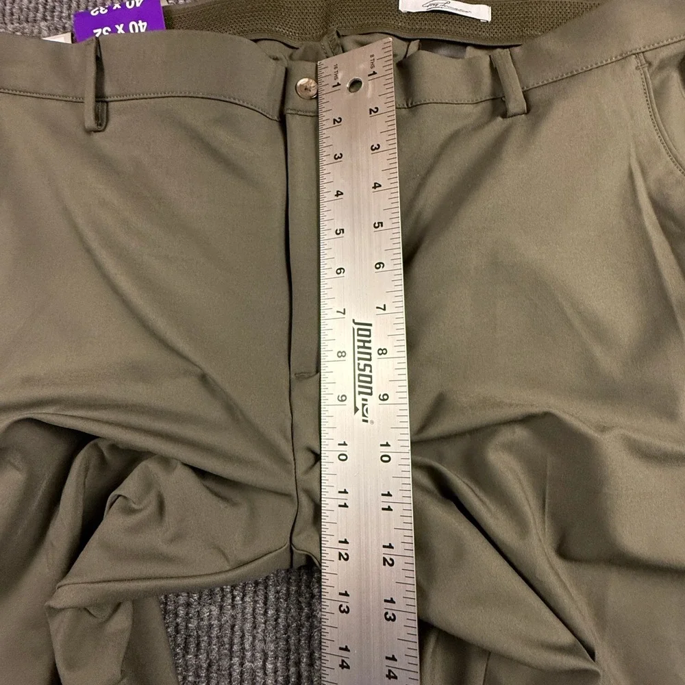 Greg Norman Mens 40x32 Performance Classic Pant Olive Green Stretch TL111869